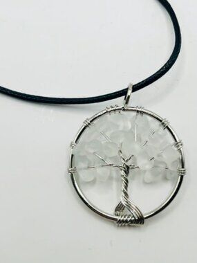 Tree of Life Pendant Necklace Clear Quartz Natural Crystal Stones Healing